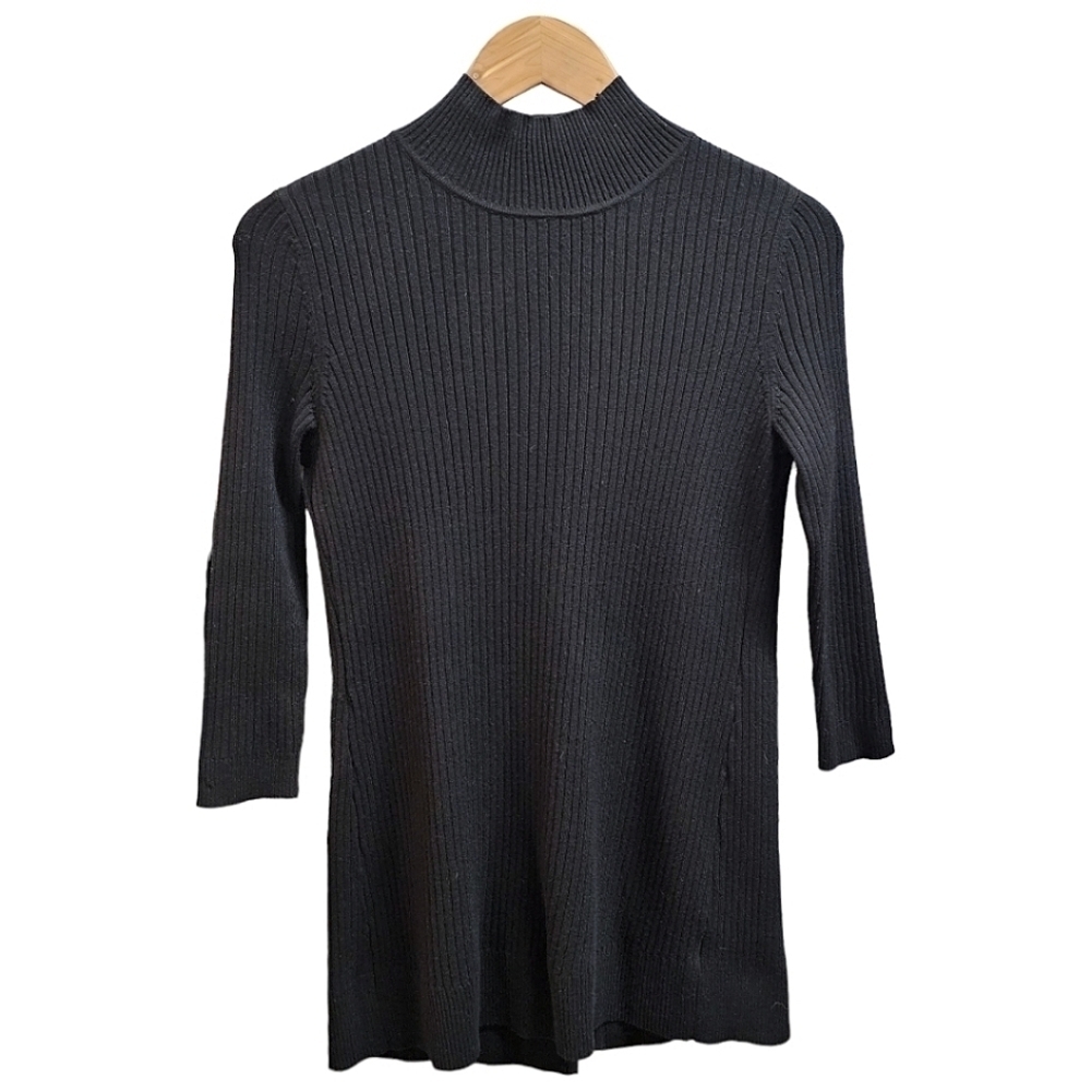 Tyler Böe Black Ribbed Mock Neck Crossover Open Back Sweater Size XS Classic